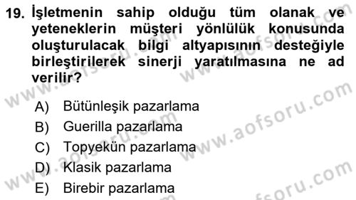 Sürdürülebilirlik ve Halkla İlişkiler Dersi 2017 - 2018 Yılı (Vize) Ara Sınav Soruları 19. Soru