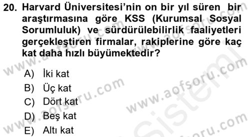 Sürdürülebilirlik ve Halkla İlişkiler Dersi 2017 - 2018 Yılı (Vize) Ara Sınav Soruları 20. Soru
