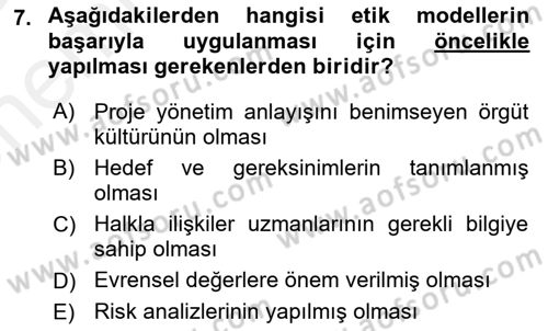 Sürdürülebilirlik ve Halkla İlişkiler Dersi 2017 - 2018 Yılı (Vize) Ara Sınav Soruları 7. Soru