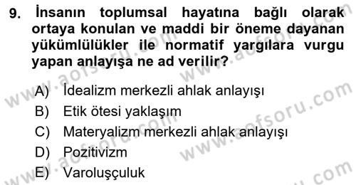 Sürdürülebilirlik ve Halkla İlişkiler Dersi 2017 - 2018 Yılı (Vize) Ara Sınav Soruları 9. Soru