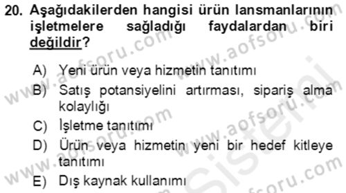 Sürdürülebilirlik ve Halkla İlişkiler Dersi 2017 - 2018 Yılı (Final) Dönem Sonu Sınav Soruları 20. Soru