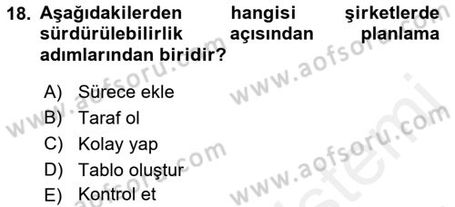 Sürdürülebilirlik ve Halkla İlişkiler Dersi 2018 - 2019 Yılı (Vize) Ara Sınav Soruları 18. Soru