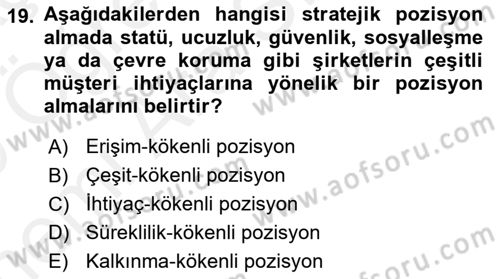 Sürdürülebilirlik ve Halkla İlişkiler Dersi 2018 - 2019 Yılı (Vize) Ara Sınav Soruları 19. Soru