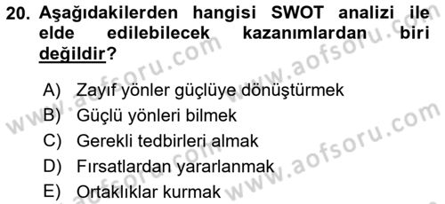 Sürdürülebilirlik ve Halkla İlişkiler Dersi 2018 - 2019 Yılı (Vize) Ara Sınav Soruları 20. Soru