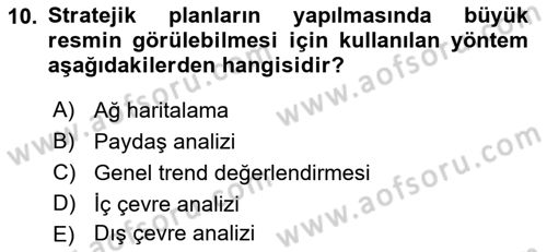 Sürdürülebilirlik ve Halkla İlişkiler Dersi 2018 - 2019 Yılı Yaz Okulu Sınav Soruları 10. Soru
