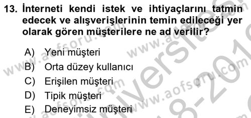 Sürdürülebilirlik ve Halkla İlişkiler Dersi 2018 - 2019 Yılı Yaz Okulu Sınav Soruları 13. Soru