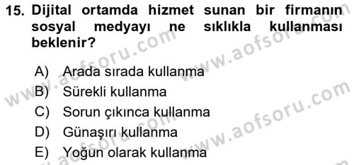 Sürdürülebilirlik ve Halkla İlişkiler Dersi 2018 - 2019 Yılı Yaz Okulu Sınav Soruları 15. Soru