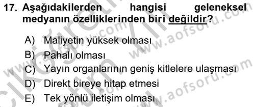 Sürdürülebilirlik ve Halkla İlişkiler Dersi 2018 - 2019 Yılı Yaz Okulu Sınav Soruları 17. Soru