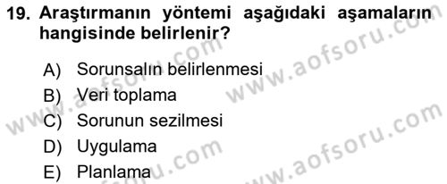 Sürdürülebilirlik ve Halkla İlişkiler Dersi 2018 - 2019 Yılı Yaz Okulu Sınav Soruları 19. Soru