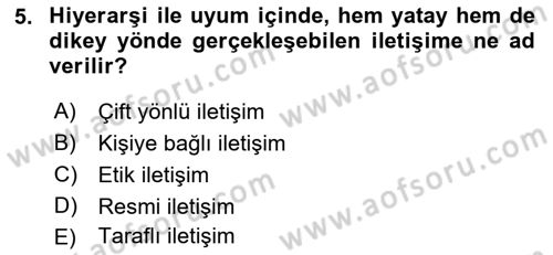 Sürdürülebilirlik ve Halkla İlişkiler Dersi 2018 - 2019 Yılı Yaz Okulu Sınav Soruları 5. Soru