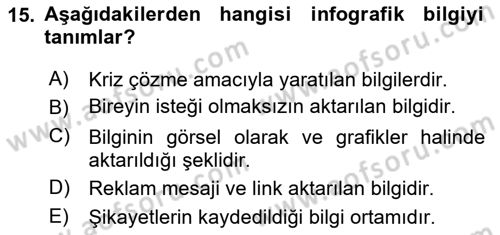Sürdürülebilirlik ve Halkla İlişkiler Dersi 2020 - 2021 Yılı Yaz Okulu Sınav Soruları 15. Soru