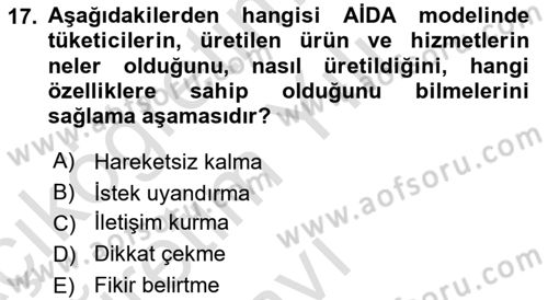 Sürdürülebilirlik ve Halkla İlişkiler Dersi 2020 - 2021 Yılı Yaz Okulu Sınav Soruları 17. Soru
