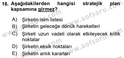 Sürdürülebilirlik ve Halkla İlişkiler Dersi 2021 - 2022 Yılı (Vize) Ara Sınav Soruları 16. Soru