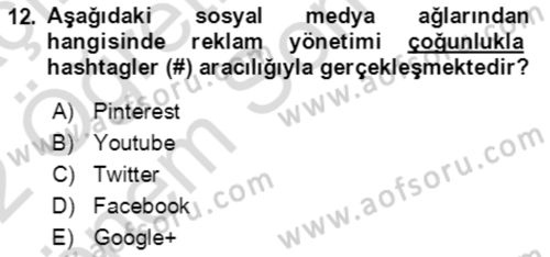 Sürdürülebilirlik ve Halkla İlişkiler Dersi 2021 - 2022 Yılı (Final) Dönem Sonu Sınav Soruları 12. Soru