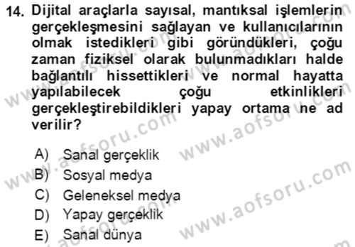 Sürdürülebilirlik ve Halkla İlişkiler Dersi 2021 - 2022 Yılı (Final) Dönem Sonu Sınav Soruları 14. Soru