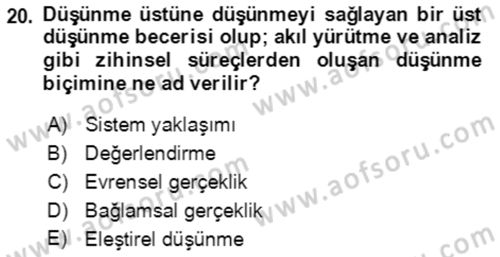 Sürdürülebilirlik ve Halkla İlişkiler Dersi 2021 - 2022 Yılı (Final) Dönem Sonu Sınav Soruları 20. Soru