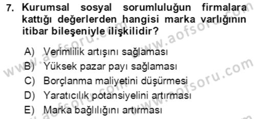 Sürdürülebilirlik ve Halkla İlişkiler Dersi 2021 - 2022 Yılı (Final) Dönem Sonu Sınav Soruları 7. Soru