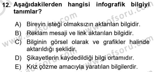 Sürdürülebilirlik ve Halkla İlişkiler Dersi 2021 - 2022 Yılı Yaz Okulu Sınav Soruları 12. Soru