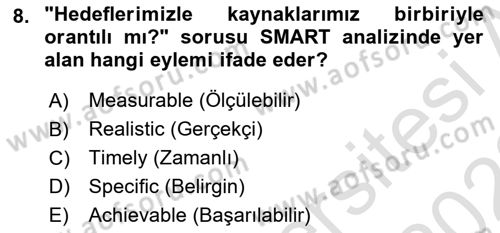 Sürdürülebilirlik ve Halkla İlişkiler Dersi 2021 - 2022 Yılı Yaz Okulu Sınav Soruları 8. Soru
