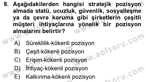 Sürdürülebilirlik ve Halkla İlişkiler Dersi 2021 - 2022 Yılı Yaz Okulu Sınav Soruları 9. Soru