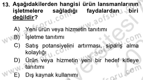 Sürdürülebilirlik ve Halkla İlişkiler Dersi 2022 - 2023 Yılı Yaz Okulu Sınav Soruları 13. Soru