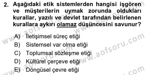 Sürdürülebilirlik ve Halkla İlişkiler Dersi 2022 - 2023 Yılı Yaz Okulu Sınav Soruları 2. Soru