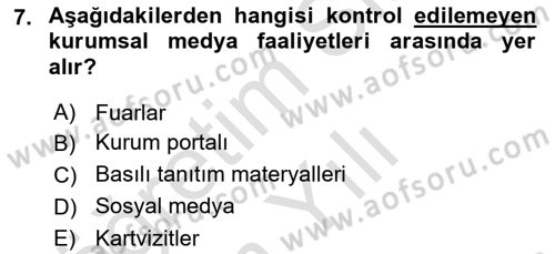 Sürdürülebilirlik ve Halkla İlişkiler Dersi 2022 - 2023 Yılı Yaz Okulu Sınav Soruları 7. Soru