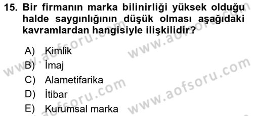 Sürdürülebilirlik ve Halkla İlişkiler Dersi 2023 - 2024 Yılı (Vize) Ara Sınav Soruları 15. Soru