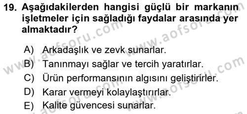 Sürdürülebilirlik ve Halkla İlişkiler Dersi 2023 - 2024 Yılı (Vize) Ara Sınav Soruları 19. Soru