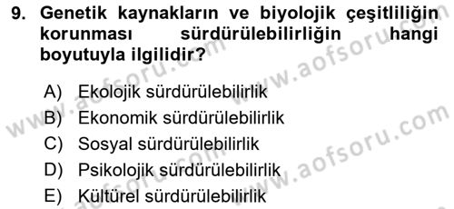 Sürdürülebilirlik ve Halkla İlişkiler Dersi 2023 - 2024 Yılı (Vize) Ara Sınav Soruları 9. Soru