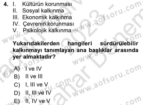 Sürdürülebilirlik ve Halkla İlişkiler Dersi 2023 - 2024 Yılı (Final) Dönem Sonu Sınav Soruları 4. Soru