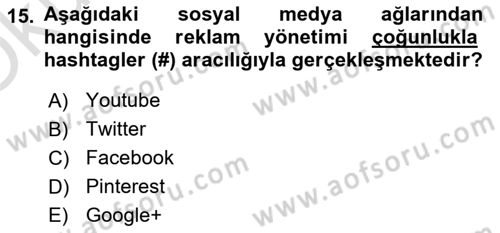 Sürdürülebilirlik ve Halkla İlişkiler Dersi 2023 - 2024 Yılı Yaz Okulu Sınav Soruları 15. Soru