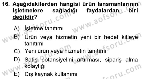 Sürdürülebilirlik ve Halkla İlişkiler Dersi 2023 - 2024 Yılı Yaz Okulu Sınav Soruları 16. Soru