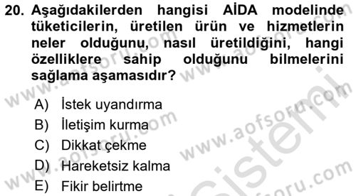 Sürdürülebilirlik ve Halkla İlişkiler Dersi 2023 - 2024 Yılı Yaz Okulu Sınav Soruları 20. Soru