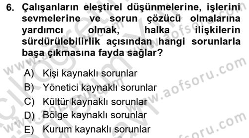 Sürdürülebilirlik ve Halkla İlişkiler Dersi 2023 - 2024 Yılı Yaz Okulu Sınav Soruları 6. Soru