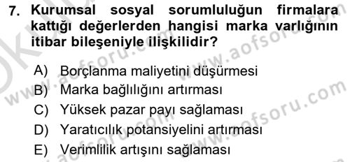 Sürdürülebilirlik ve Halkla İlişkiler Dersi 2023 - 2024 Yılı Yaz Okulu Sınav Soruları 7. Soru