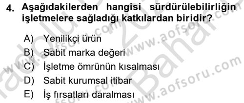 Sürdürülebilirlik ve Halkla İlişkiler Dersi 2024 - 2025 Yılı (Vize) Ara Sınav Soruları 4. Soru