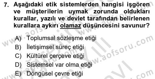 Sürdürülebilirlik ve Halkla İlişkiler Dersi 2024 - 2025 Yılı (Vize) Ara Sınav Soruları 7. Soru