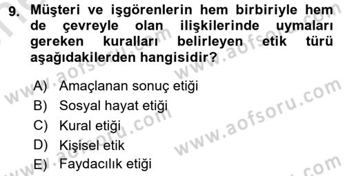 Sürdürülebilirlik ve Halkla İlişkiler Dersi 2024 - 2025 Yılı (Vize) Ara Sınav Soruları 9. Soru