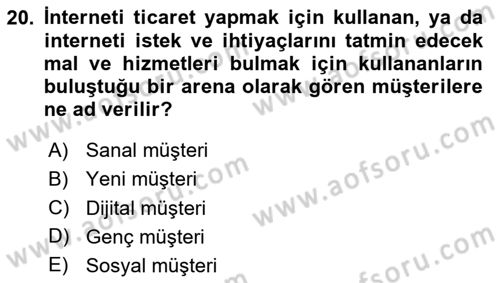 Sürdürülebilirlik ve Halkla İlişkiler Dersi 2024 - 2025 Yılı (Final) Dönem Sonu Sınav Soruları 20. Soru