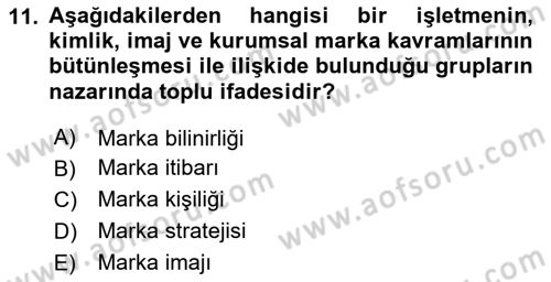 Sürdürülebilirlik ve Halkla İlişkiler Dersi 2025 - 2026 Yılı (Vize) Ara Sınav Soruları 11. Soru