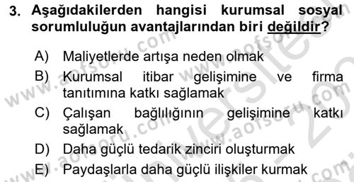 Sürdürülebilirlik ve Halkla İlişkiler Dersi 2025 - 2026 Yılı (Vize) Ara Sınav Soruları 3. Soru