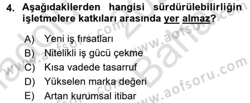 Sürdürülebilirlik ve Halkla İlişkiler Dersi 2025 - 2026 Yılı (Vize) Ara Sınav Soruları 4. Soru