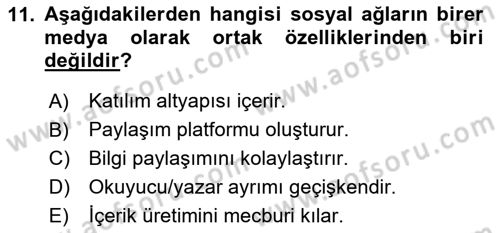 Sürdürülebilirlik ve Halkla İlişkiler Dersi 2025 - 2026 Yılı (Final) Dönem Sonu Sınav Soruları 11. Soru