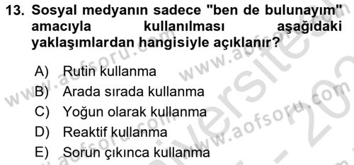 Sürdürülebilirlik ve Halkla İlişkiler Dersi 2025 - 2026 Yılı (Final) Dönem Sonu Sınav Soruları 13. Soru