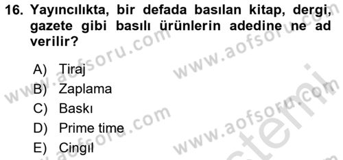 Sürdürülebilirlik ve Halkla İlişkiler Dersi 2025 - 2026 Yılı (Final) Dönem Sonu Sınav Soruları 16. Soru