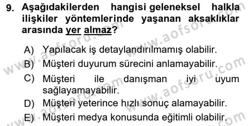 Sürdürülebilirlik ve Halkla İlişkiler Dersi 2025 - 2026 Yılı (Final) Dönem Sonu Sınav Soruları 9. Soru