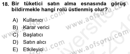 Hizmet Pazarlaması Dersi 2017 - 2018 Yılı (Vize) Ara Sınavı 18. Soru