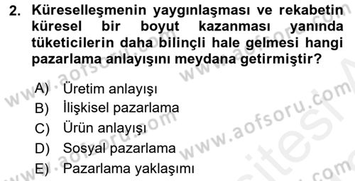 Hizmet Pazarlaması Dersi 2017 - 2018 Yılı (Vize) Ara Sınav Soruları 2. Soru