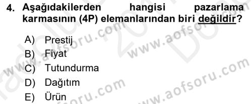 Hizmet Pazarlaması Dersi 2017 - 2018 Yılı (Final) Dönem Sonu Sınav Soruları 4. Soru